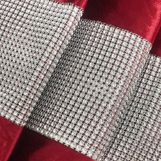 13Inch X 98Inch Table Runner with Diamante Strip and Tassels (Red)