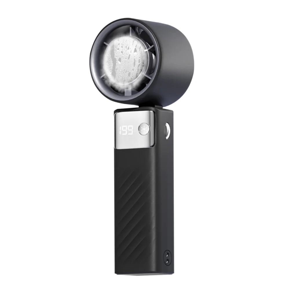 BreezeMate - Portable Rechargeable Handheld Fan with LED Light | 100-Speed Foldable Personal Cooling Fan for Travel, Camping & Hiking