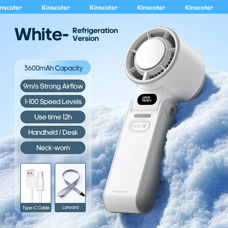 Portable Handheld Turbo Fan – Foldable Mini Outdoor Cooling Fan, Rechargeable 3600mAh Battery, 100-Speed Adjustable, High-Speed Airflow