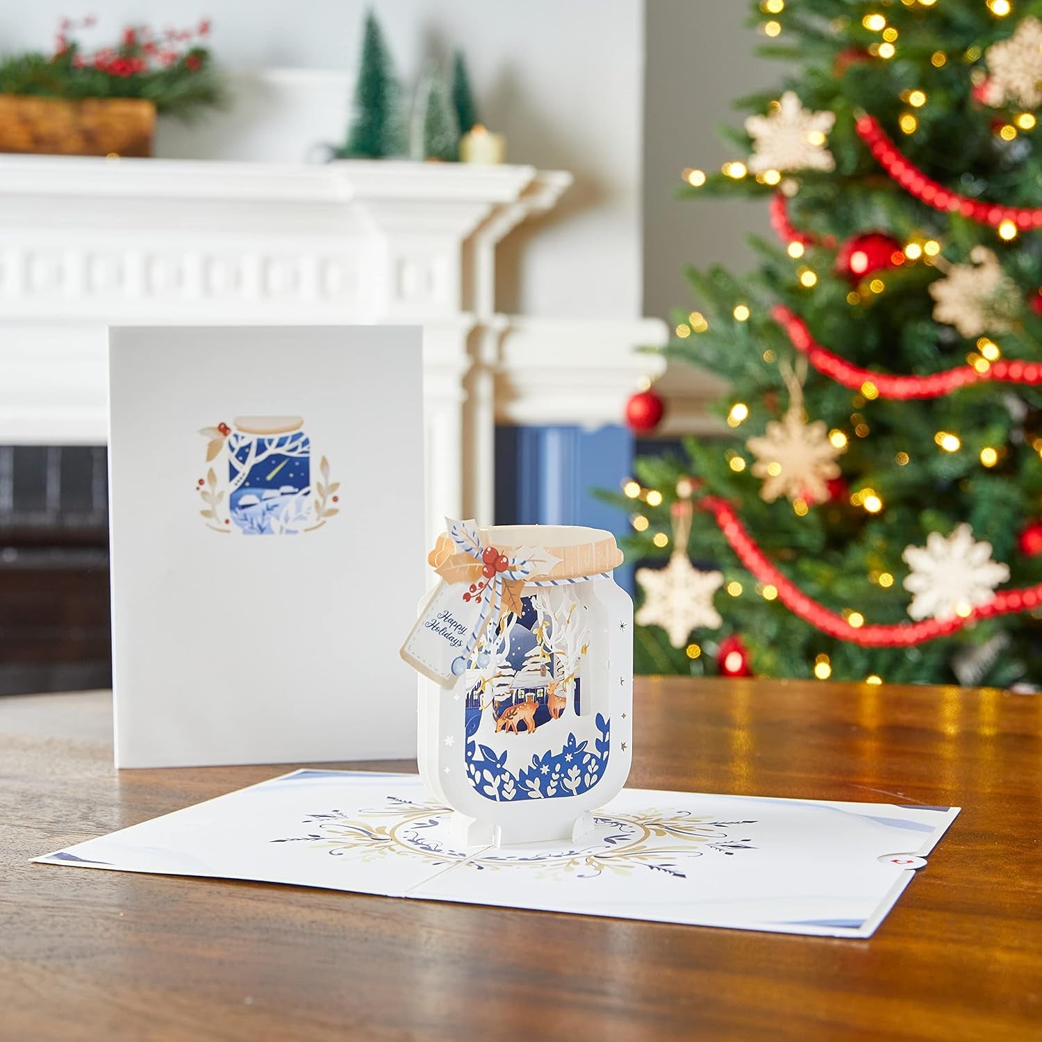 Winter Jar Pop up Card, 5X7-3D Greeting Card, Winter Holiday Card, Christmas in July Card for Teacher, Pop up Christmas Cards