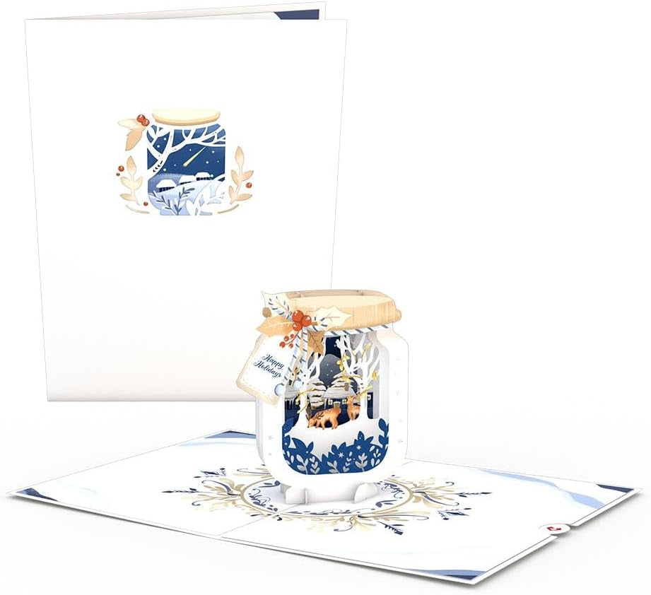 Winter Jar Pop up Card, 5X7-3D Greeting Card, Winter Holiday Card, Christmas in July Card for Teacher, Pop up Christmas Cards
