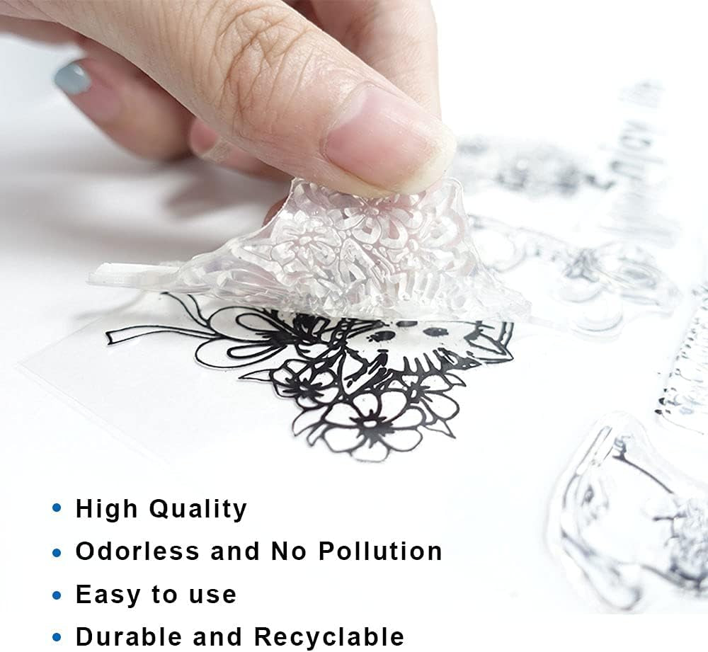 Christmas Forest Clear Stamps and Die Cuts for Card Making and Photo Album Decorations, Trees Blessing Words Transparent Rubber Stamps and Cutting Dies Seal for DIY Scrapbooking