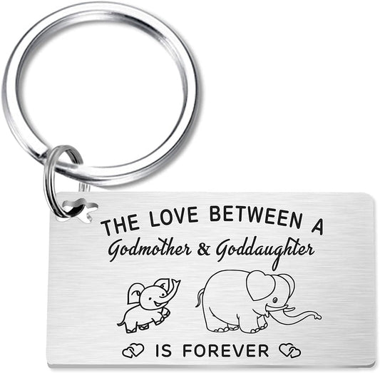 Godmother Proposal Gift, Godmother Gifts from Goddaughter, Keychian Gifts for Godmother Birthday Chirstmas Silver
