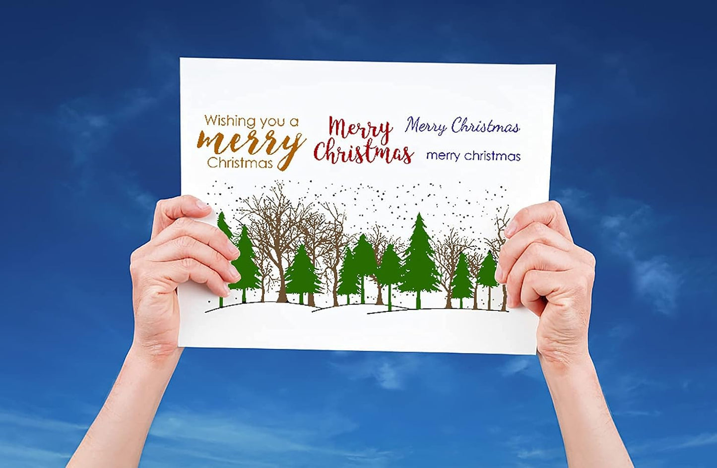 Christmas Forest Clear Stamps and Die Cuts for Card Making and Photo Album Decorations, Trees Blessing Words Transparent Rubber Stamps and Cutting Dies Seal for DIY Scrapbooking