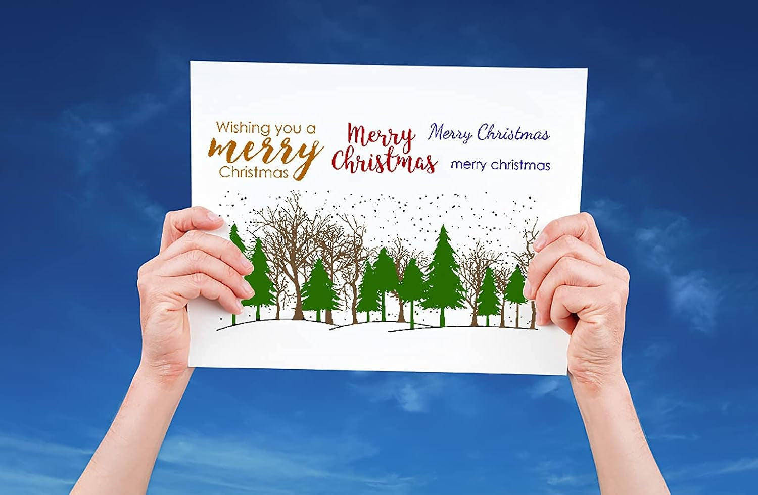 Christmas Forest Clear Stamps and Die Cuts for Card Making and Photo Album Decorations, Trees Blessing Words Transparent Rubber Stamps and Cutting Dies Seal for DIY Scrapbooking