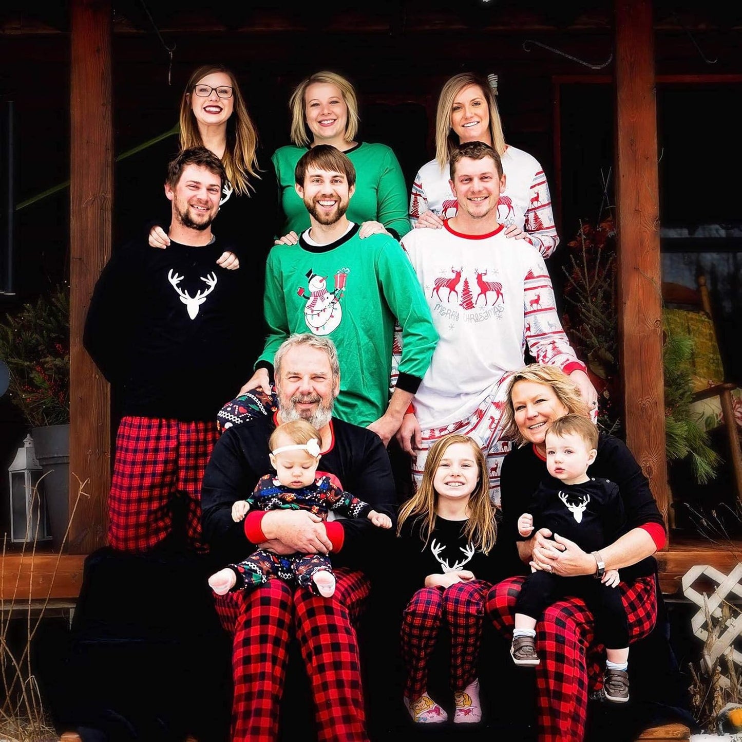 Matching Family Pajamas Sets Christmas Pj'S Letter Print Top and Plaid Bottom Sleepwear Jammies with Pockets