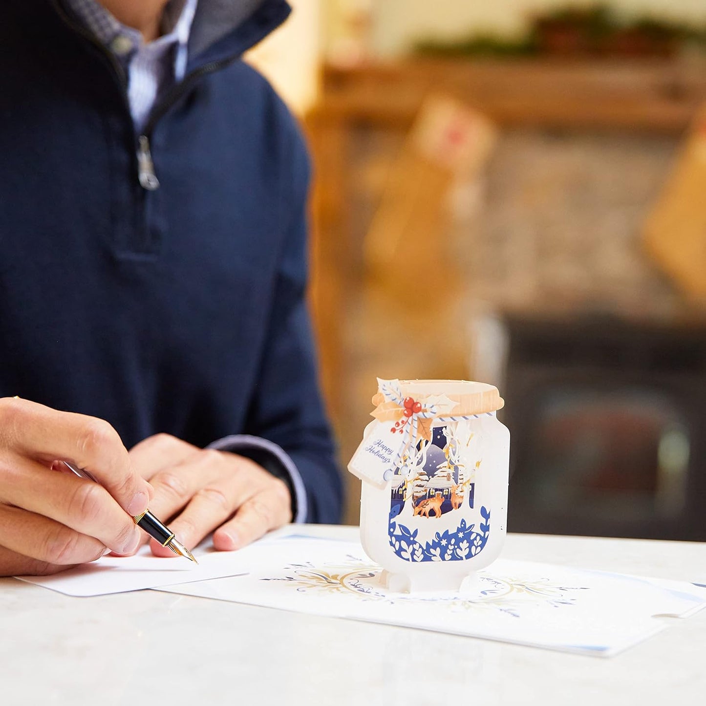 Winter Jar Pop up Card, 5X7-3D Greeting Card, Winter Holiday Card, Christmas in July Card for Teacher, Pop up Christmas Cards