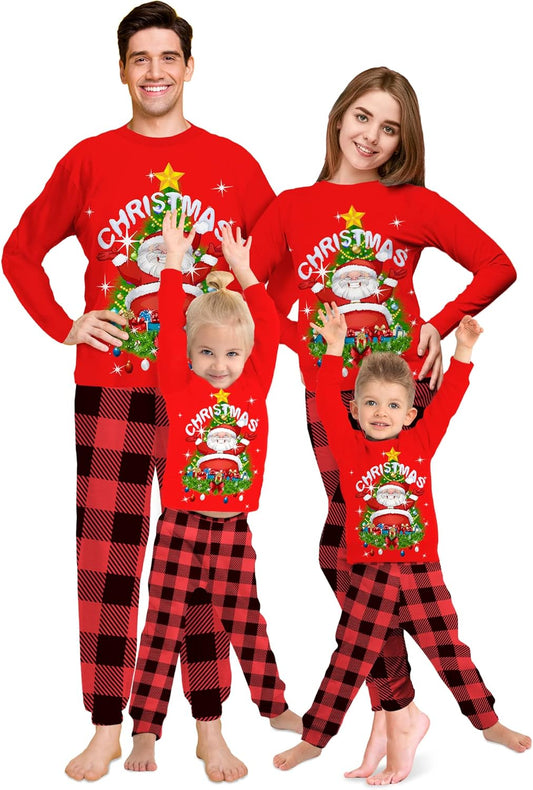 Christmas Pajamas Set for Family, Christmas Matching Jammies Xmas Pjs Holiday Long Sleeve Sleepwear for Men Women Couples Kids