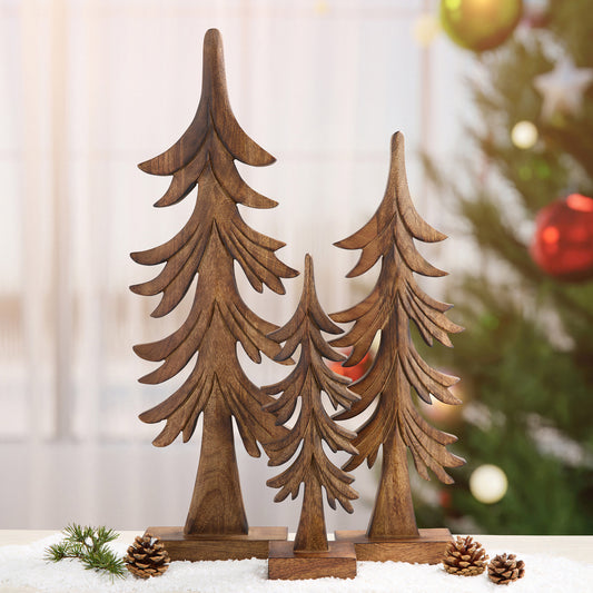 Enameled Wood Trees, Set of 3