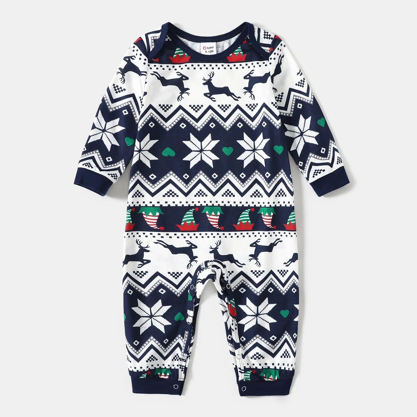 Christmas Family Matching Pajamas Dark Blue Elf Graphic Long-Sleeve Pajamas Sets