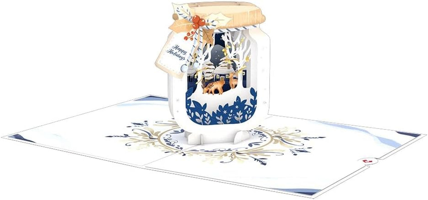 Winter Jar Pop up Card, 5X7-3D Greeting Card, Winter Holiday Card, Christmas in July Card for Teacher, Pop up Christmas Cards