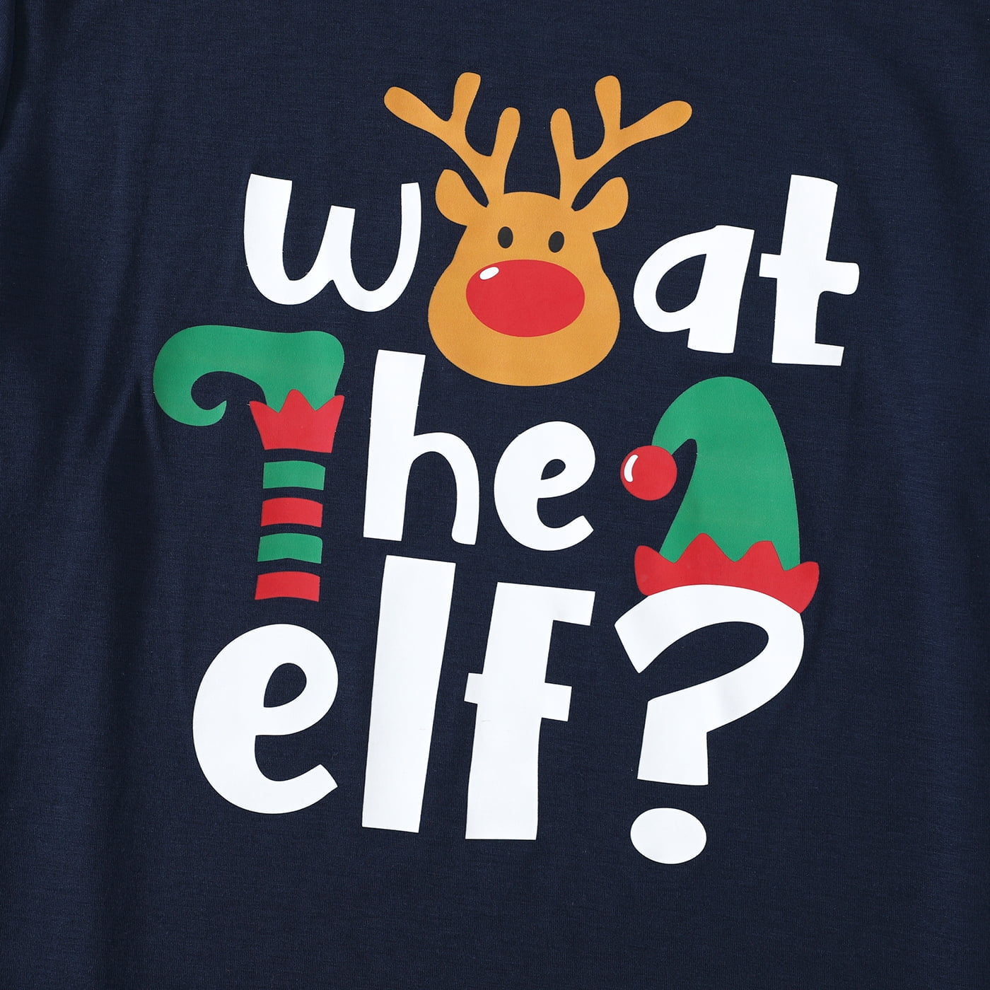 Christmas Family Matching Pajamas Dark Blue Elf Graphic Long-Sleeve Pajamas Sets