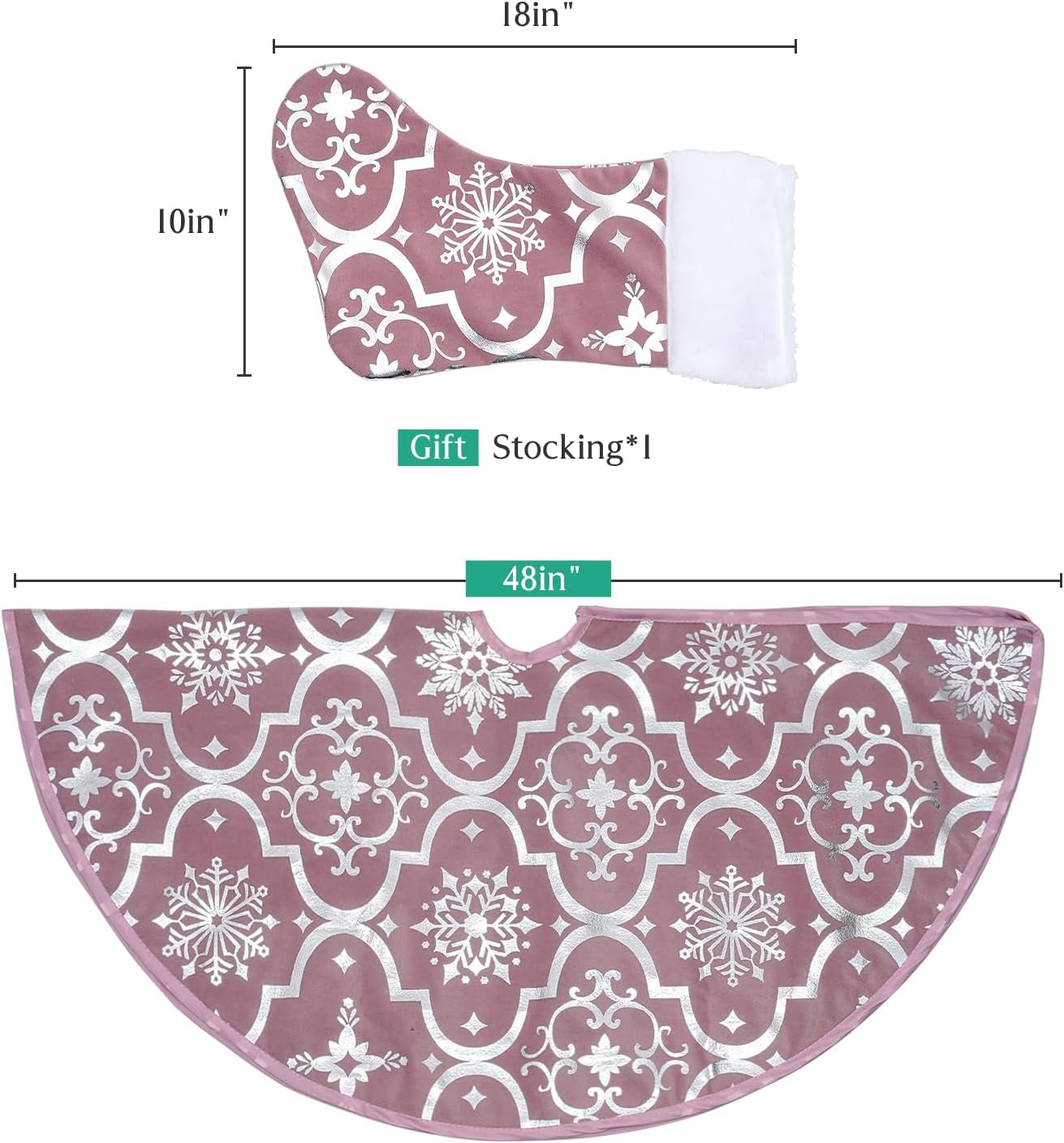 48 Inches Small Rose Gold Christmas Tree Skirt for Xmas Slim Trees Decorations