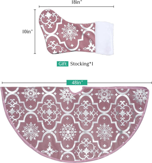 48 Inches Small Rose Gold Christmas Tree Skirt for Xmas Slim Trees Decorations