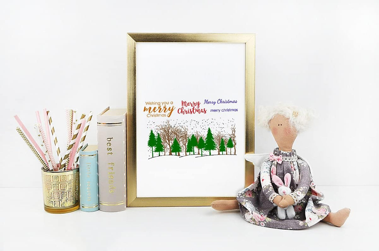 Christmas Forest Clear Stamps and Die Cuts for Card Making and Photo Album Decorations, Trees Blessing Words Transparent Rubber Stamps and Cutting Dies Seal for DIY Scrapbooking
