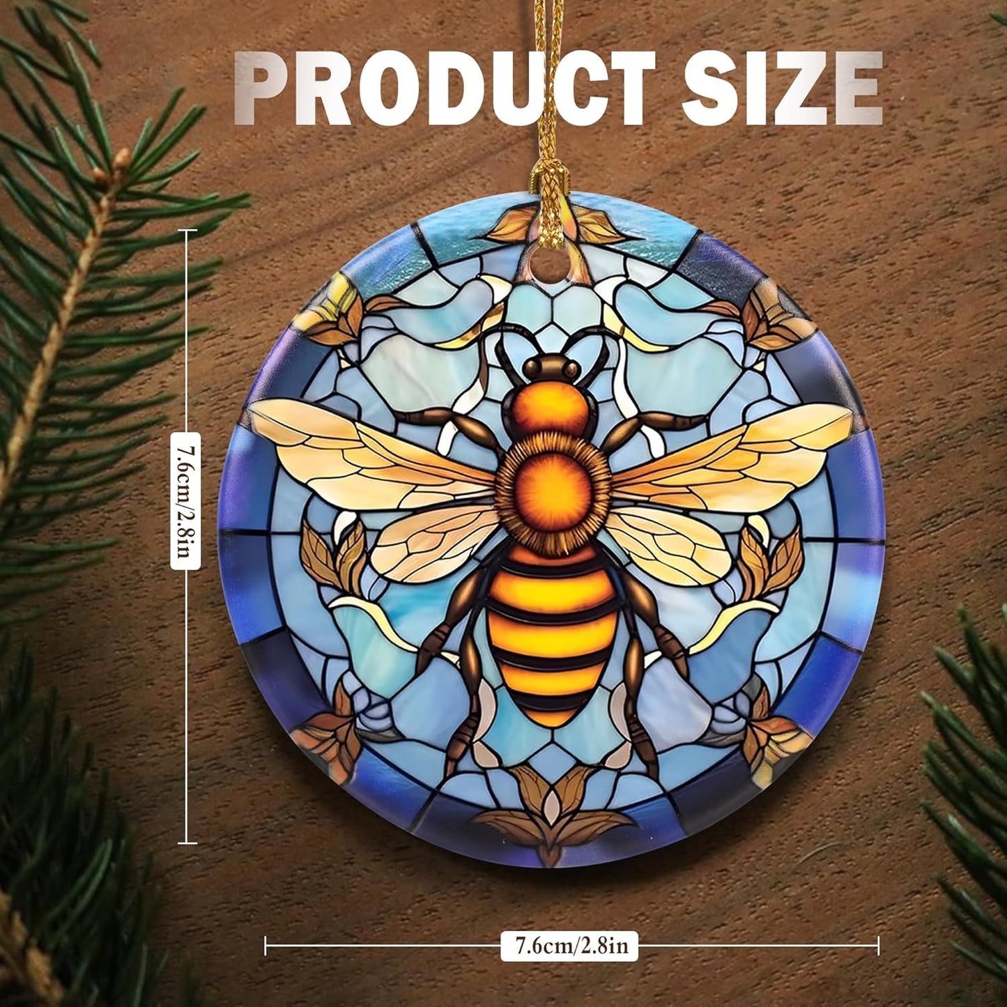 Christmas Ornament, Christmas Decoration, Holiday Present Idea, Heirloom Keepsake, round Ceramic, Gift Exchange, Gift Idea, Bee