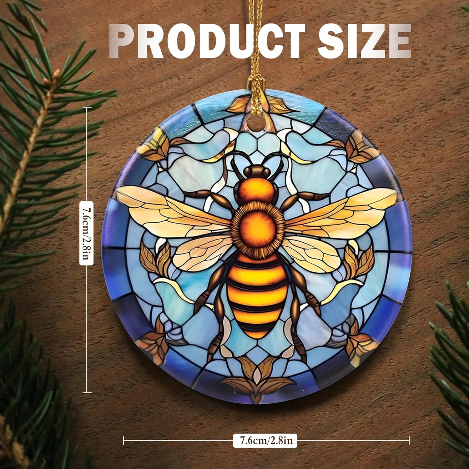 Christmas Ornament, Christmas Decoration, Holiday Present Idea, Heirloom Keepsake, round Ceramic, Gift Exchange, Gift Idea, Bee