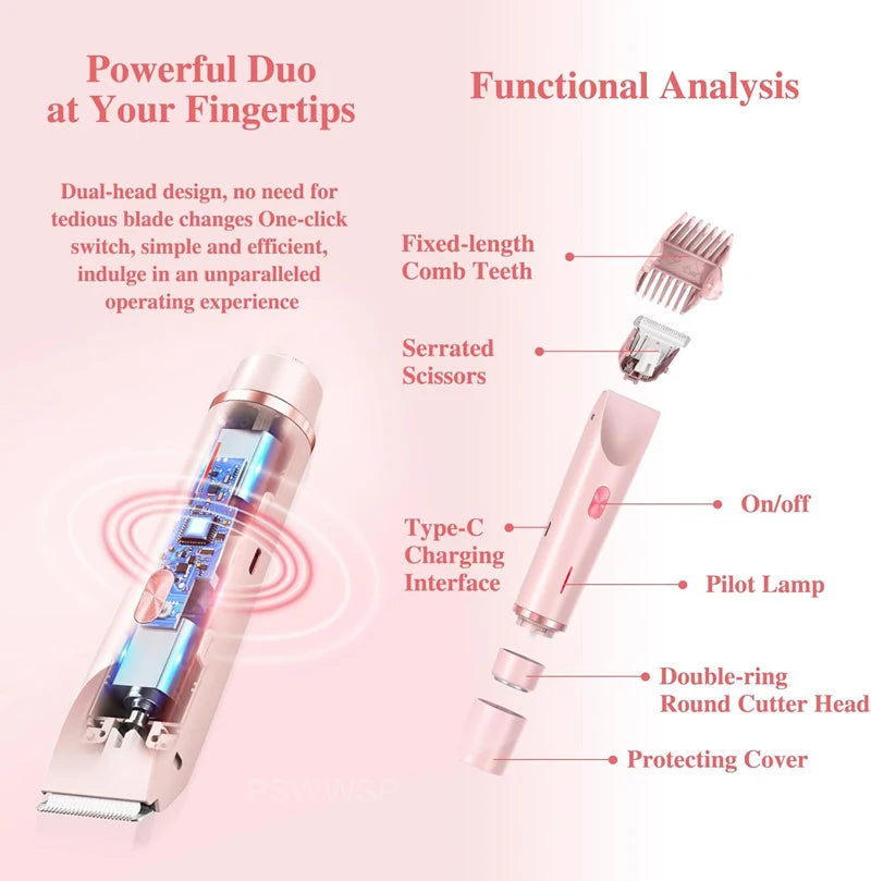 Electric Hair Remover for Women – Painless Facial Epilator & Body Hair Trimmer for Mustache, Legs, Bikini & Underarms | Gentle & Safe Shaver for Smooth Skin
