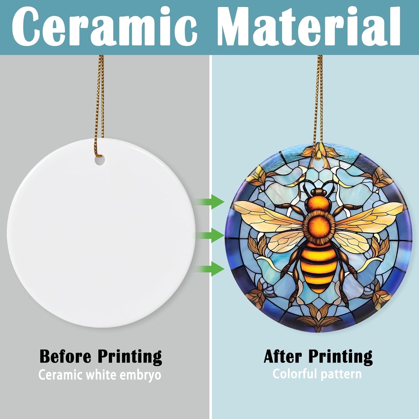 Christmas Ornament, Christmas Decoration, Holiday Present Idea, Heirloom Keepsake, round Ceramic, Gift Exchange, Gift Idea, Bee