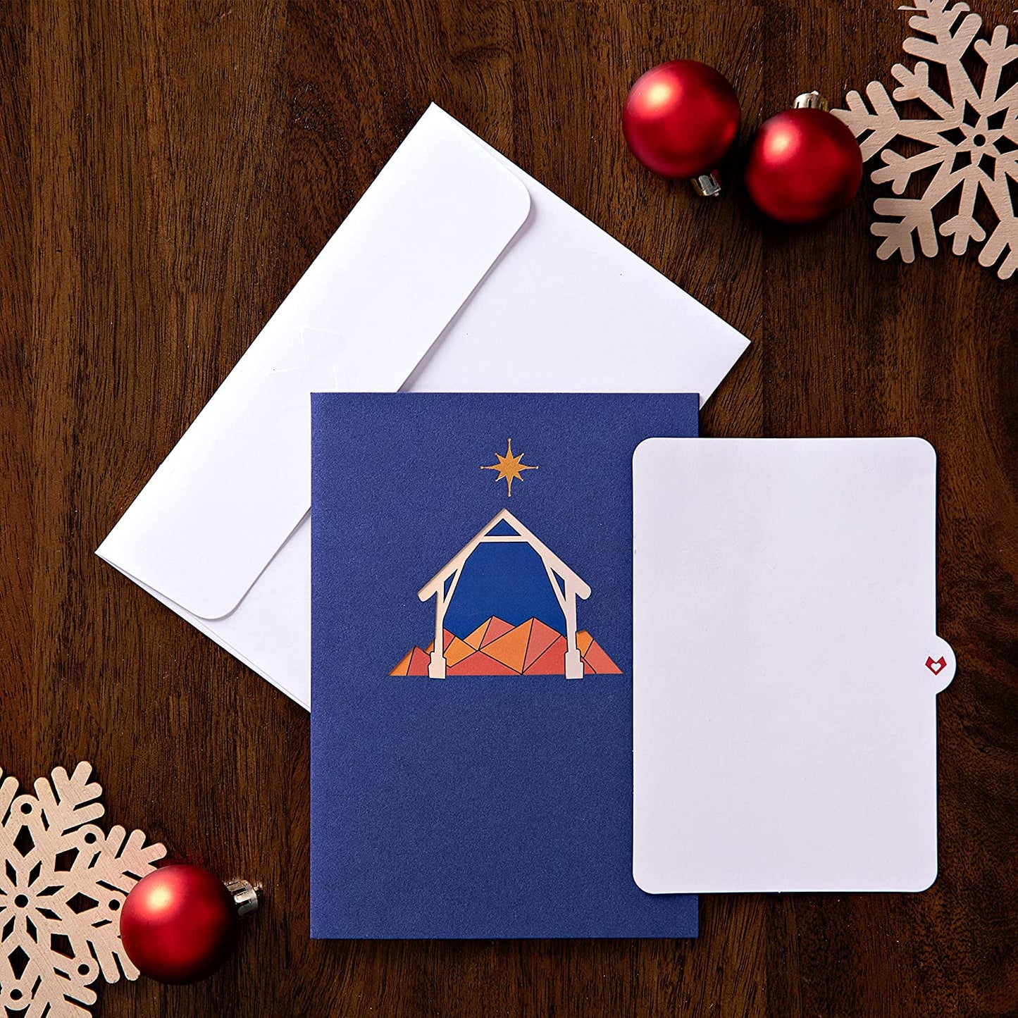 Christmas Pop-Up Card for Her and Him - 3D Holiday Greeting Cards for Boys, Girls, Men, Women - Stained Glass 5" X 7" Nativity Scene - Blank Note Card & Envelope Included