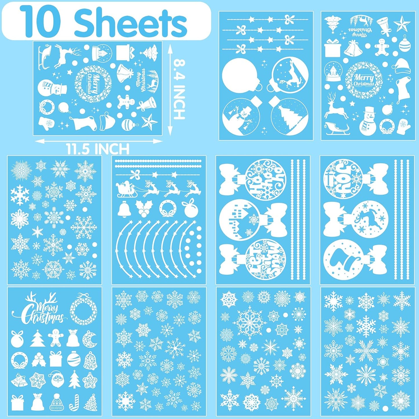 10 Sheets Christmas Decorations -Snowflake Christmas Window Clings Christmas Window Decorations Decals Xmas Decorations,White Snowflake Ornaments Winter Decal 419 Pcs
