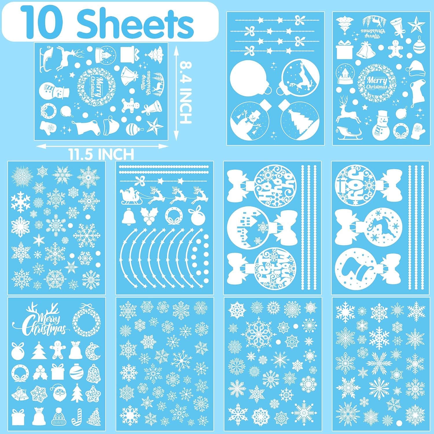 10 Sheets Christmas Decorations -Snowflake Christmas Window Clings Christmas Window Decorations Decals Xmas Decorations,White Snowflake Ornaments Winter Decal 419 Pcs