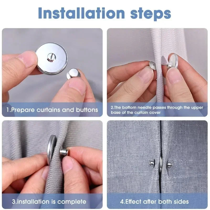 20/1Pairs Curtain Magnetic Button Nail Free Detachable Window Curtain Close Magnet Buckle Adjustment Curtain Clip Accessories