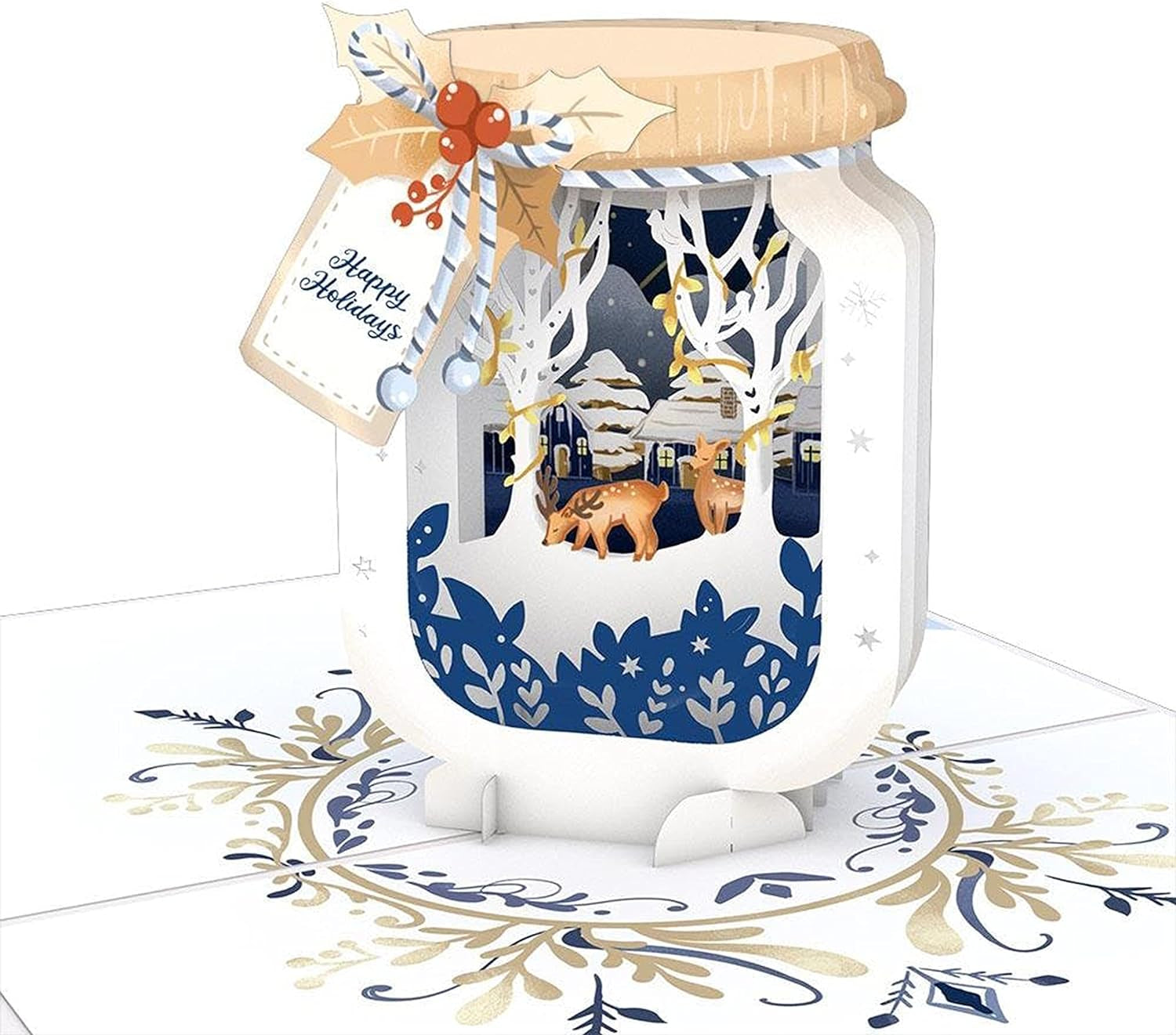 Winter Jar Pop up Card, 5X7-3D Greeting Card, Winter Holiday Card, Christmas in July Card for Teacher, Pop up Christmas Cards