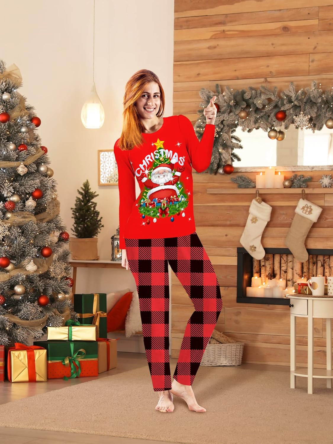 Christmas Pajamas Set for Family, Christmas Matching Jammies Xmas Pjs Holiday Long Sleeve Sleepwear for Men Women Couples Kids